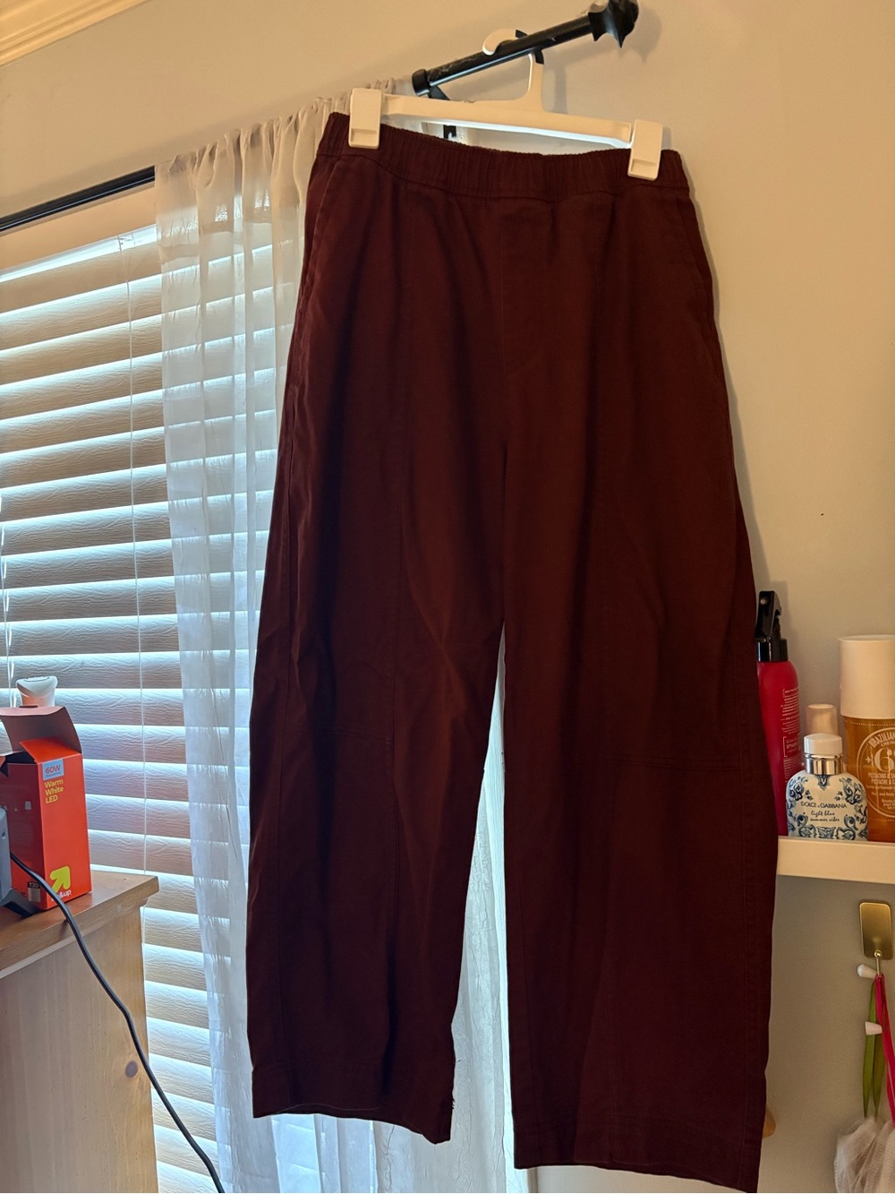 Women’s Wide-Leg Elastic Waist Pants - Maroon